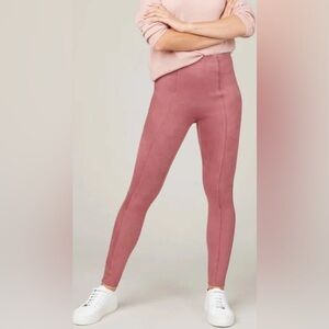Spanx Rose Faux Suede Leggings XL Like New
